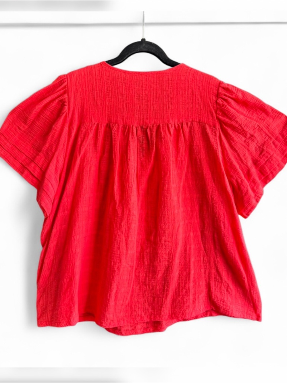 Calypso St. Barth Red Crochet-Yoke Peasant Top - Picture 7 of 7